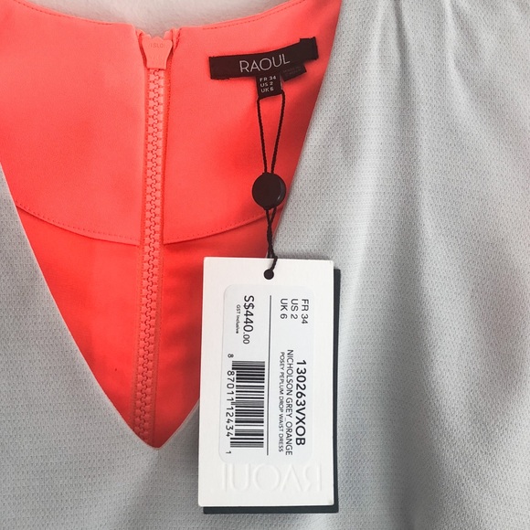 BRAND NEW RAOUL fluoro orange & grey runway dress - Picture 6 of 6